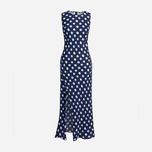 High-neck slip dress in dot drapey cupro, Size 6